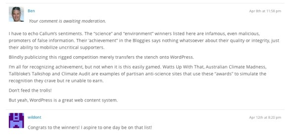 Bloggies 2013 Comment